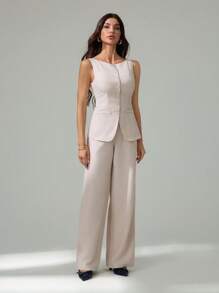 SHEIN Tall Women Two Pieces Outfits For Daily Wear - Apricot - View 7
