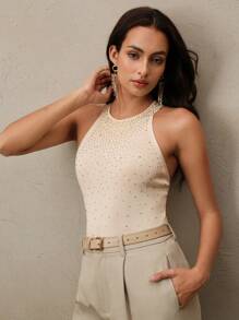 Anewsta 夏季、节日、假日、度假优雅女士连衣裙、海滩 Oldmoney 女士背心 - 杏色 - 查看 5