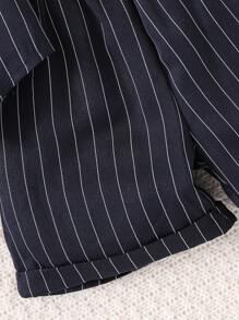 2pcs/Set Young Boys Comfortable, Versatile, Fashionable, Cute Gentleman's College Style Vest And Shorts Two Pieces Set, Suitable For Spring And Summer Seasons, Suitable For Daily Life, Suitable For Sports, Suitable For Campus, Suitable For Gatherings, Suitable For Festivals, Suitable For Performances, Suitable For Photography, Suitable For Returning To School Season - Navy Blue - View 4