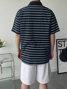 DAZY Set di polo a righe e pantaloncini da uomo a 2 pezzi, per l'estate - Multicolore - Visualizzare 2