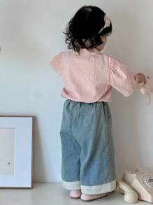 Dazy Kids Girl Toddler/Infant Casual Loose Woven Short Sleeve Top, Summer