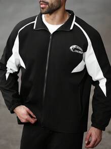 Manfinity Homme 大码男士夹克和外套，适合夏季的时尚 - 黑色 - 查看 3