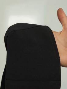 SHEIN Tall Double-Layered Wrinkle Cloth Distressed Washed Women's Long Pants - Black - View 8