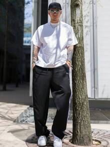 DAZY 男士彩色块字母印花休闲运动裤，春季男士慢跑裤 - 黑色 - 查看 3