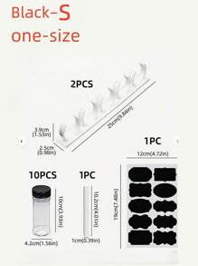 SHEIN Basic living 2/4/14pcs/1 Set Of Plastic Spice Jars With Clip Covers, Kitchen Storage Racks, Label Kits, Asymmetrical Stickers, Blackboard Stickers, PVC Waterproof Self-Adhesive Seasoning Jar Labels, Double Lid Seasoning Jars, Kitchen Household Salt, Monosodium Glutamate Seasoning Bottles, Sealed Moisture-Proof Large Caliber Transparent Measurable Seasoning Bottle Storage Racks, Simple Bottle Mouth Clip Food Clip Kitchen Clip Two-Color Plastic