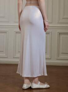 SHEIN MOD Romanticismo eterico: Gonna da sirena con fiocco incrociato in oro bianco - perfetta per vacanze, appuntamenti, compleanni, tè del pomeriggio e celebrazioni festive