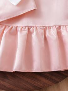 2 件套青少年女孩优雅套装：3D 花卉前背心衬衫和裙子