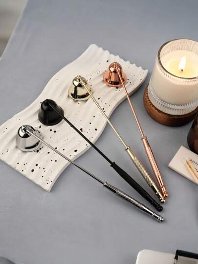 Stainless Steel Candle Snuffer Set Rustproof Wick Dipper Extinguisher Tools For Home Decor Meditation Gift For Candle Lovers With Decorative Holder