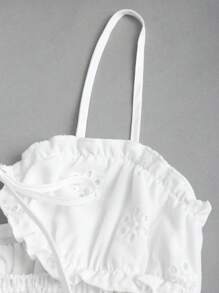 Sweetra Vestido corto sexy y cómodo con bordado - Blanco - Ver 3