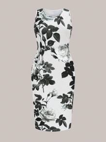 SHEIN Clasi 2件套大码女式修身优雅连衣裙和开衫套装 - 綠色 - 查看 5