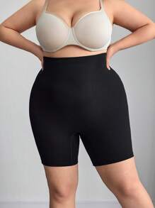 SHEIN CURVE+ Quần legging định hình eo cao, dáng cong cỡ lớn, phong cách Boho - màu đen - Xem 3