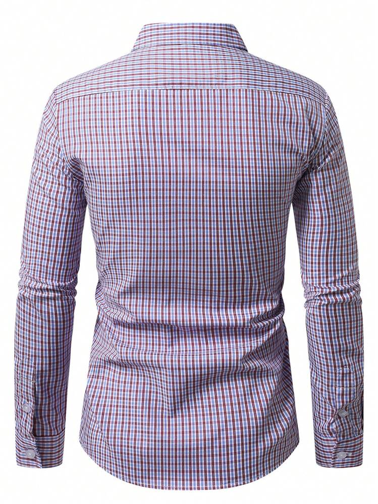 Manfinity Mode Men's Casual Commuter Plaid Long Sleeve Formal Shirt, Fall, Ceremony - Multicolor - View 2