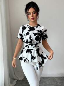 Elenzga 女士优雅度假夏季露肩衬衫