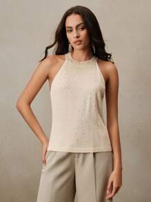 Anewsta 夏季、节日、假日、度假优雅女士连衣裙、海滩 Oldmoney 女士背心 - 杏色 - 查看 6