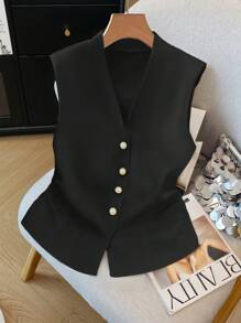 SHEIN Clasi 女士无袖优雅开衫 - 黑色 - 查看 5