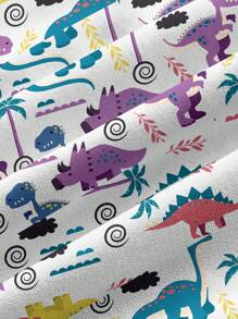 PopScrub Dinosaur Print V-Neck Short Sleeve Casual Minimalist Scrub Uniform Top, Summer - Multicolor - View 3