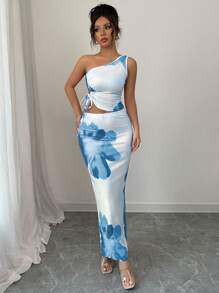 Elenzga Women Two Pieces Outfits For Daily Wear - Blue - View 5