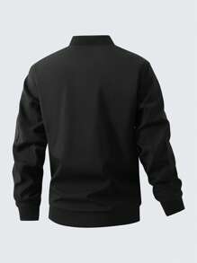 Manfinity Homme Chaqueta con cremallera de unicolor de manga larga para hombre de talla grande, de moda para la temporada de verano