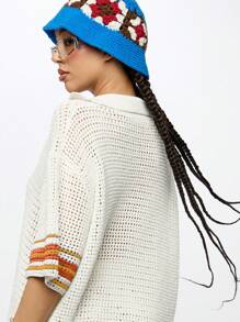 SUMWON WOMEN Coprispalle in maglia all'uncinetto con scollo a V oversize, copricostume estivo per spiaggia e piscina, abito in rete stile boho per vacanze, festival a Palm Springs