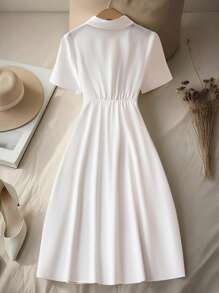 Franclia Đầm bodycon màu trơn dài vừa phải dành cho nữ - trắng - Xem 2