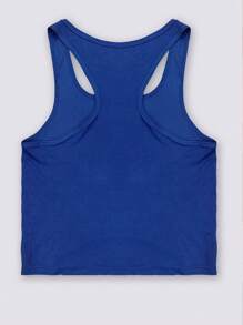 Manfinity Dauomo Men's Plain Round Neck Cropped Casual Sleeveless Blue Tank Top - Blue - View 2