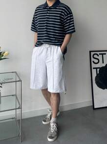DAZY Set di polo a righe e pantaloncini da uomo a 2 pezzi, per l'estate - Multicolore - Visualizzare 4