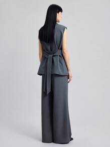 Ontre 2025 Autumn/Winter Women's Clothing, Fall/Winter Women's Wear, Back To School, Halloween, Christmas, Business Casual, Retro Dignified Elegant Versatile Basics, Nashville Apparel, Solid Color Vest, Pants, Suit Set, Gray Suit, Casual Urban, Minimalist Commuter, Unisex Suit, Vest Suit Set, Party Wear, Carnival, Teacher Outfit