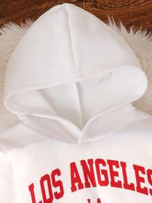 SHEIN Leap Crew 男宝宝休闲百搭红白加垫背心外套连帽运动衫和长裤 3 件套，宽松版型，适合秋冬季户外活动 - 紅白色 - 查看 5