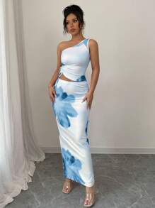 Elenzga Women Two Pieces Outfits For Daily Wear - Blue - View 4