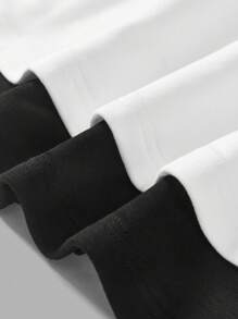 SHEIN BASICS 2pcs/Set Solid Color Knit Backless Fitted Women T-Shirts - Black and White - View 6