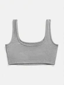SHEIN BASICS Top casual sportivo a maglia, attillato, corto, a tinta unita