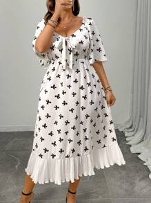 Celure Vestito oversize a maniche corte con fessure e ampia gonna