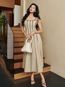 Heiryn Đầm cổ vuông không tay dài đến bắp chân thanh lịch dành cho nữ - Nhiều màu - Xem 5