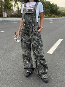 SHEIN ICON 女式休闲迷彩印花牛仔工装裤