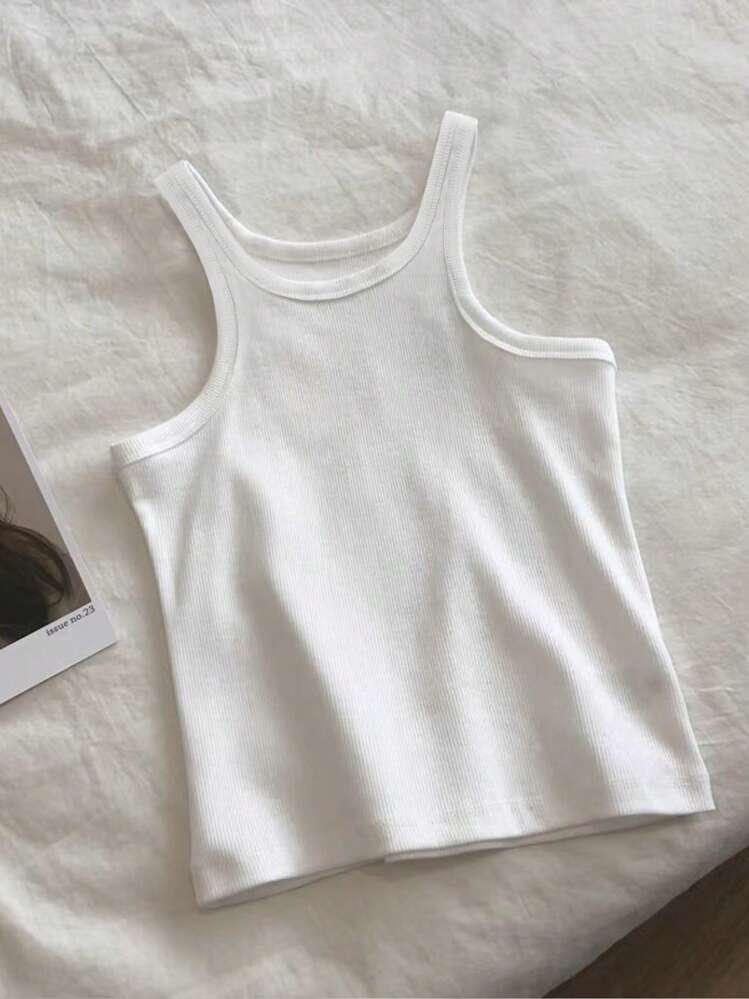 INAWLY Blusa de mujer de tirantes finos de color liso, sin mangas, minimalista y de moda para uso diario - Multicolor - Añade 5