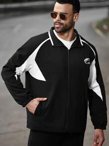 Manfinity Homme 大码男士夹克和外套，适合夏季的时尚 - 黑色 - 查看 5