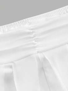 SHEIN ICON Women's Outgoing Asymmetric Ruffle High Slit Mesh Overlay Skirt, Black - White - View 3