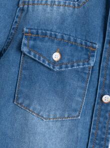 SHEIN 青少年男孩牛仔两件套服装 - 深色水洗藍 - 查看 4