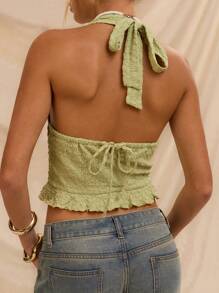 Avantive 海滩度假 夏季文艺复兴博览会 乡村音乐会 Y2k 上衣 毕业典礼 外出露背上衣 音乐节 机场 复活节 波西米亚风女式上衣 - 綠色 - 查看 2