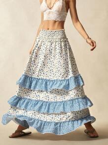 Bohemela Woven Print Loose Women Skirt