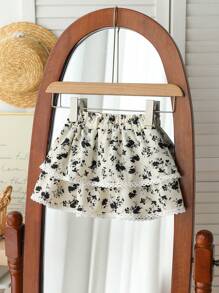 SHEIN Baby Girl New Floral Print Dress, Comfortable Casual Elegant Style, Suitable For Indoor & Outdoor Activities, Spring/Summer - Multicolor - View 2