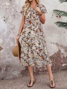 EMERY ROSE Women Floral Allover Print Mid-Length Casual Summer Vacation Dress - Multicolor - View 4