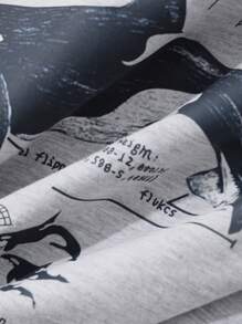 DAZY 女士动物印花圆领休闲短袖 T 恤图案 T 恤超大 T 恤 - 灰色 - 查看 3