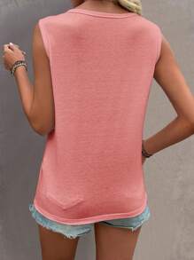 EMERY ROSE Top sin mangas de unicolor para mujer, de moda para el verano - Rosa - Ver 2