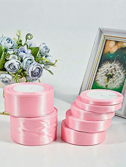 SHEIN 1 st satinband (22 meter/rulle), dubbelsidigt satinband för DIY rosdekor, presentförpackning - bröllopsfest rosettband för bordsstolsdekoration, blomdörr, presentförpackning, tårtdekor, klädtillbehör, vävning, skapar elegant feststämning, båge Band (0,6/1/1,5/2/2,5/4/5 cm bredd)