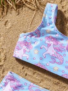 Random Print Baby Girls Fashion Two-Piece Swimsuit, Suitable For Summer - Multicolor - View 6