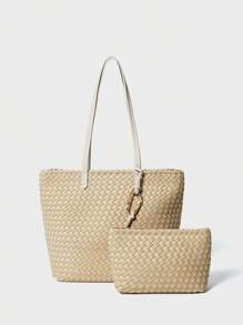 SHECARRY Large Capacity Minimalist Women Tote Bag, Casual For Daily Use - Beige - View 8