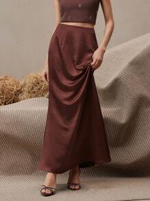 Anewsta Váy Maxi Cạp Cao Thanh Lịch Cho Nữ, Thích Hợp Cho Mùa Xuân, Mùa Hè, Thường Ngày Công Sở - Màu nâu  Mocha - Xem 4