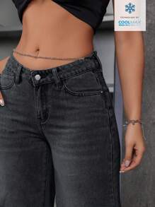 SHEIN ICON V型低腰牛仔裤，夏季时尚