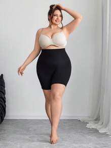 SHEIN CURVE+ Quần legging định hình eo cao, dáng cong cỡ lớn, phong cách Boho - màu đen - Xem 2